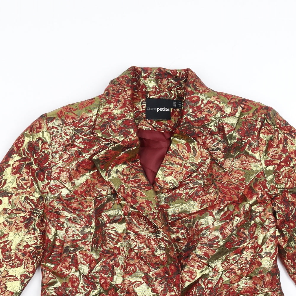 ASOS Womens Gold Floral  Jacket Blazer Size 6