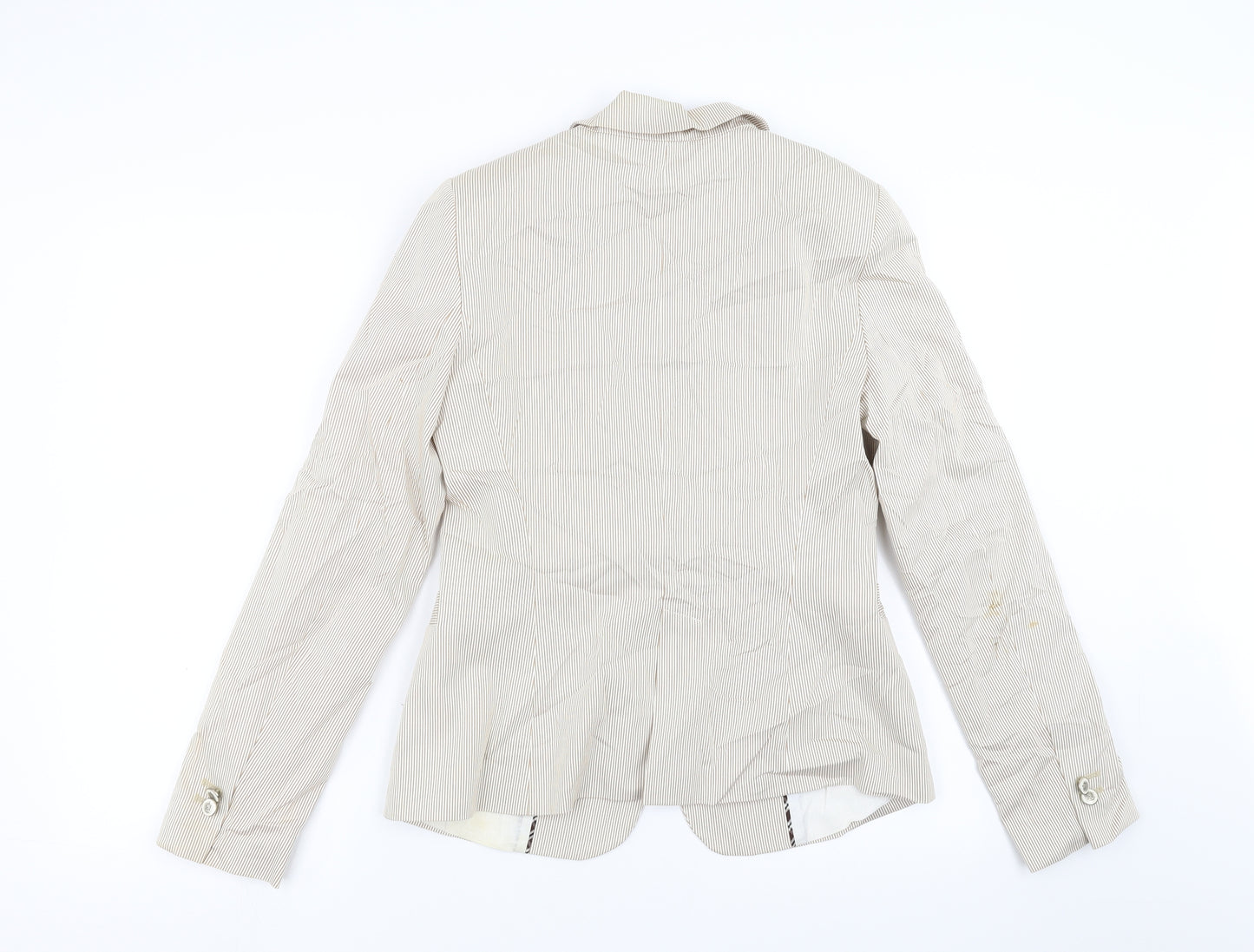 Zara Womens Beige Striped  Jacket Blazer Size M