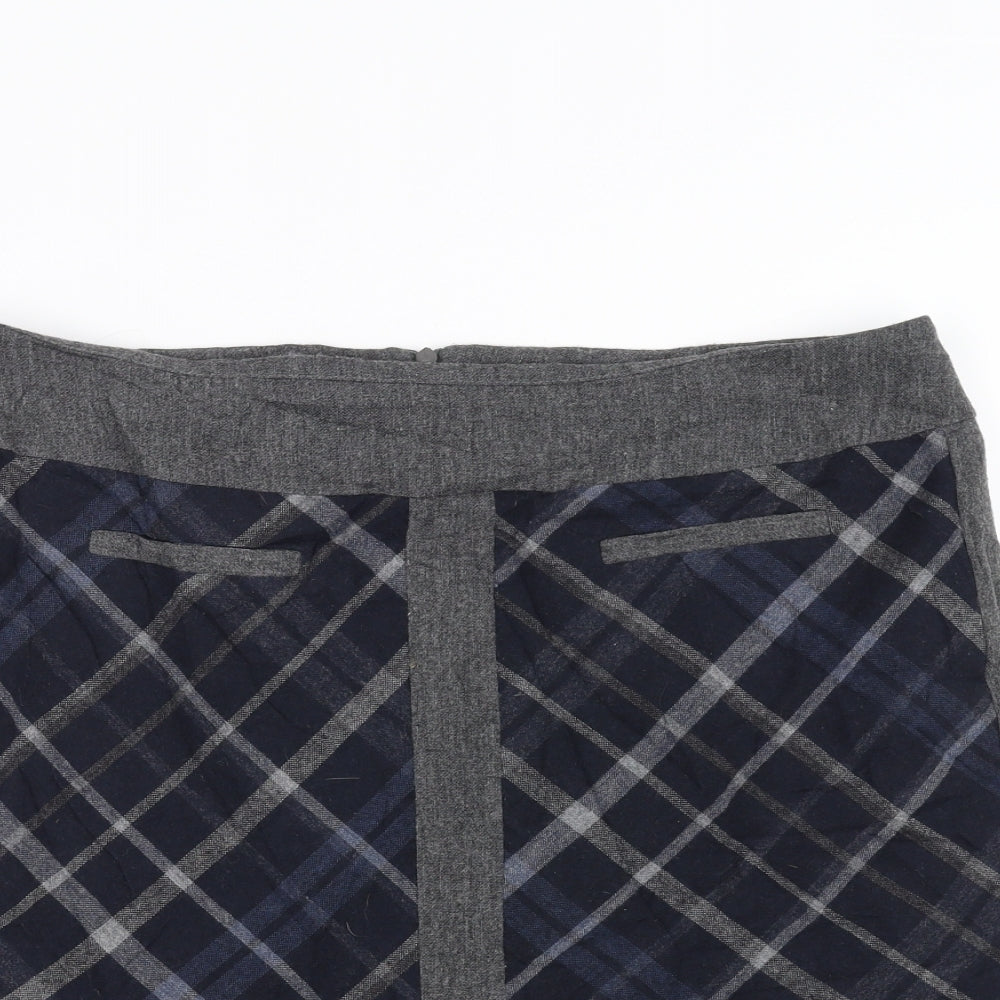 Marks and Spencer Womens Blue Argyle/Diamond  A-Line Skirt Size 16