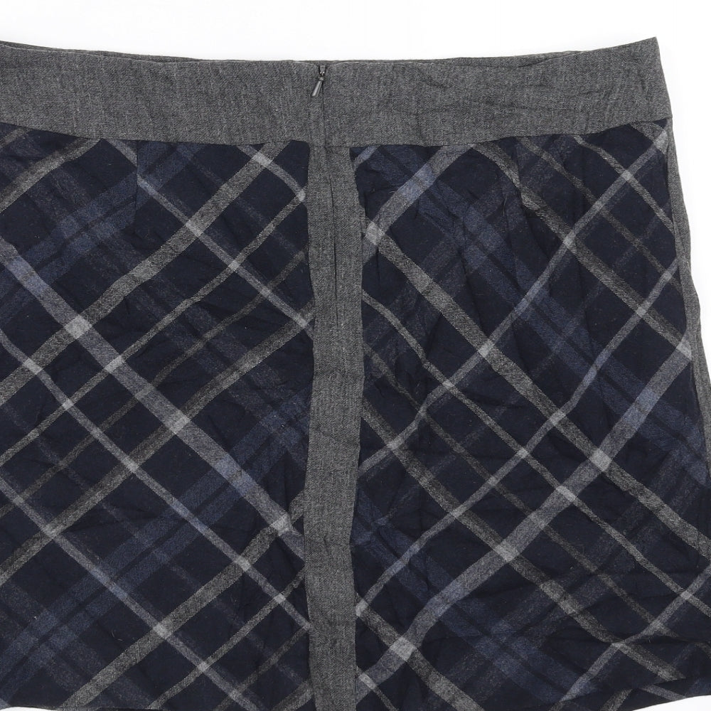 Marks and Spencer Womens Blue Argyle/Diamond  A-Line Skirt Size 16