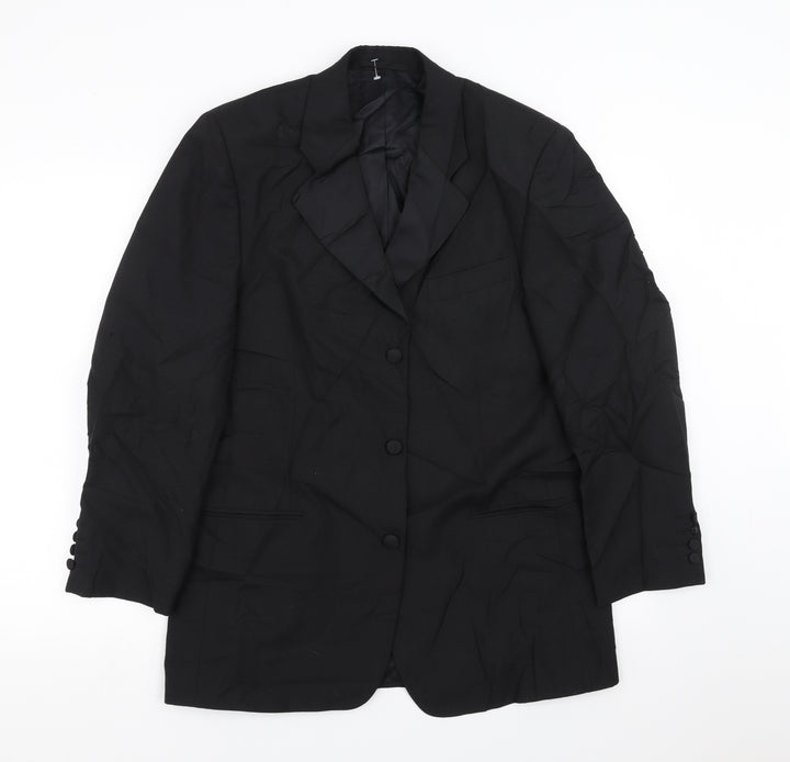 David Moss Mens Black Jacket Suit Jacket Size 38