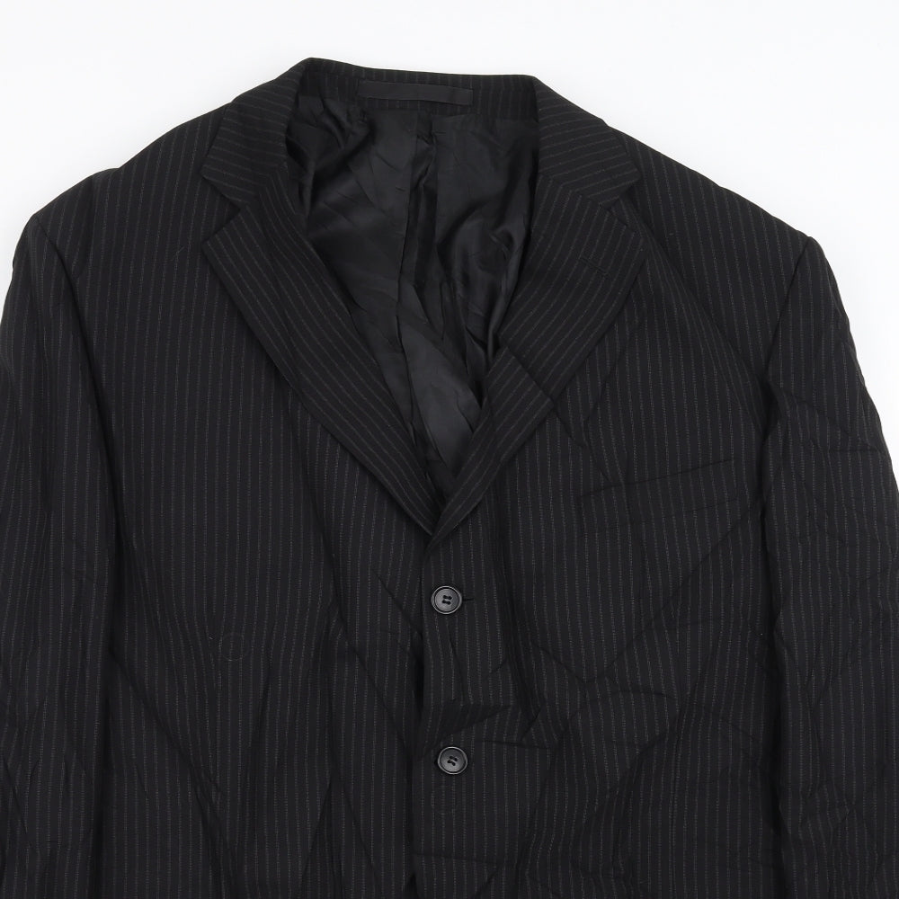 Marks and Spencer Mens Black Striped  Jacket Suit Jacket Size 46