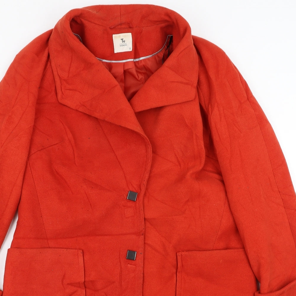 Sainsburys Womens Orange   Pea Coat Coat Size 12
