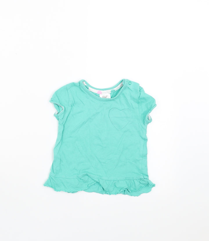 F&F Girls Green Basic T-Shirt Size 6-9 Months