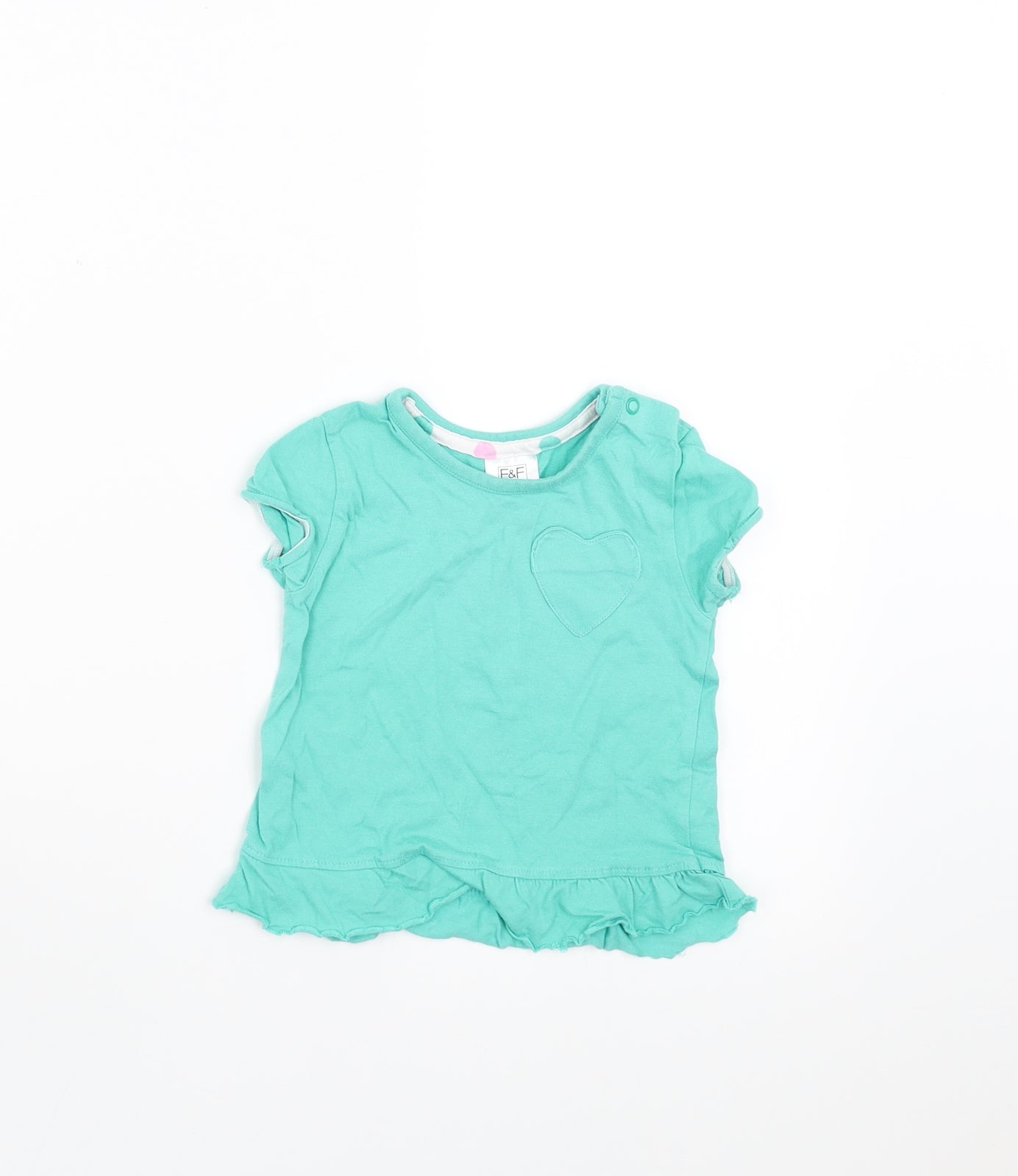 F&F Girls Green   Basic T-Shirt Size 6-9 Months