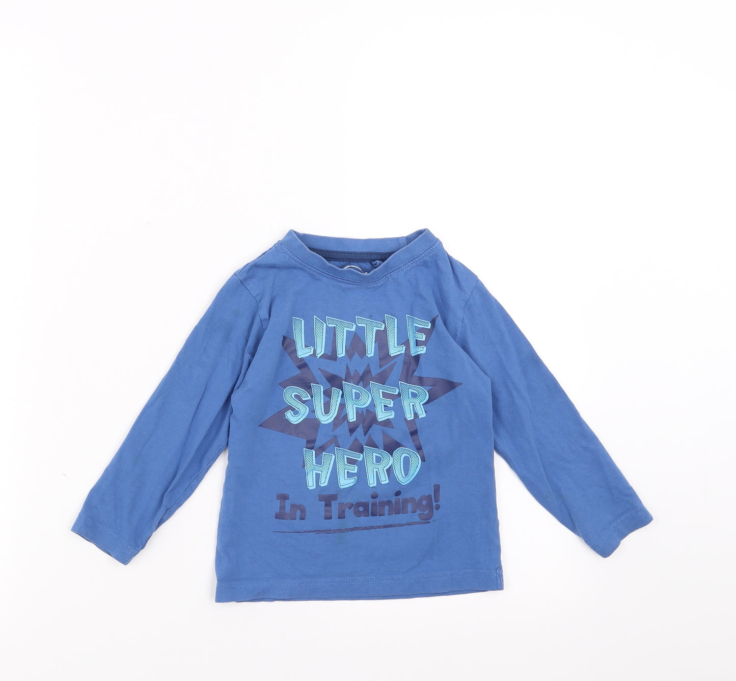 Preworn Boys Blue   Basic T-Shirt Size 3-4 Years  - little super hero