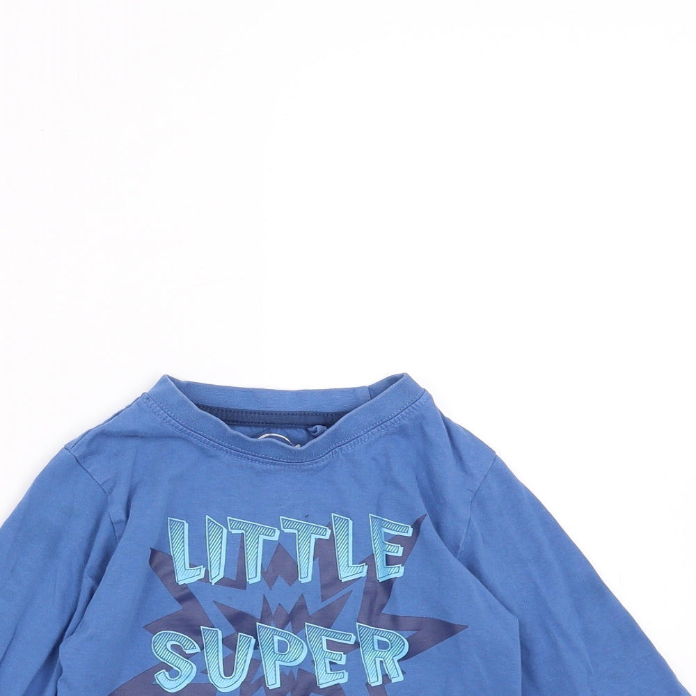 Preworn Boys Blue   Basic T-Shirt Size 3-4 Years  - little super hero