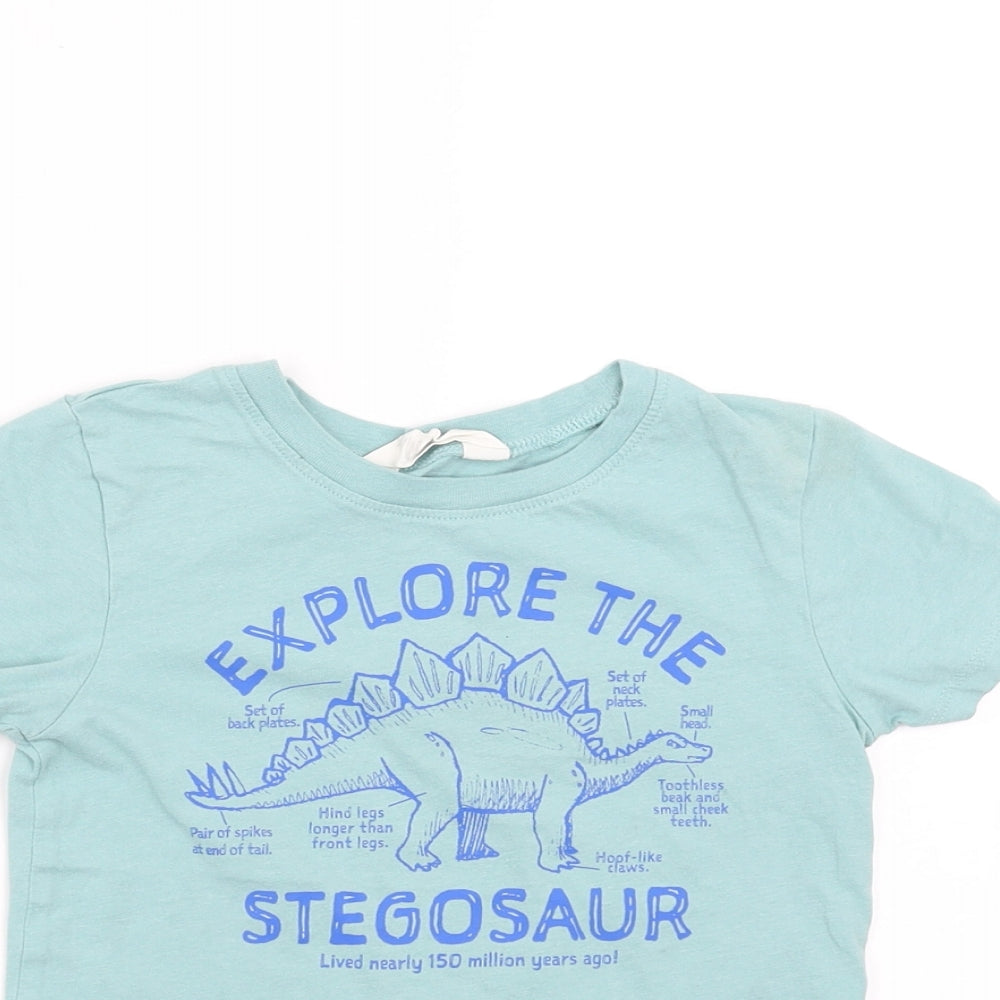 H&M Boys Green   Basic T-Shirt Size 3-4 Years  - dinosaur
