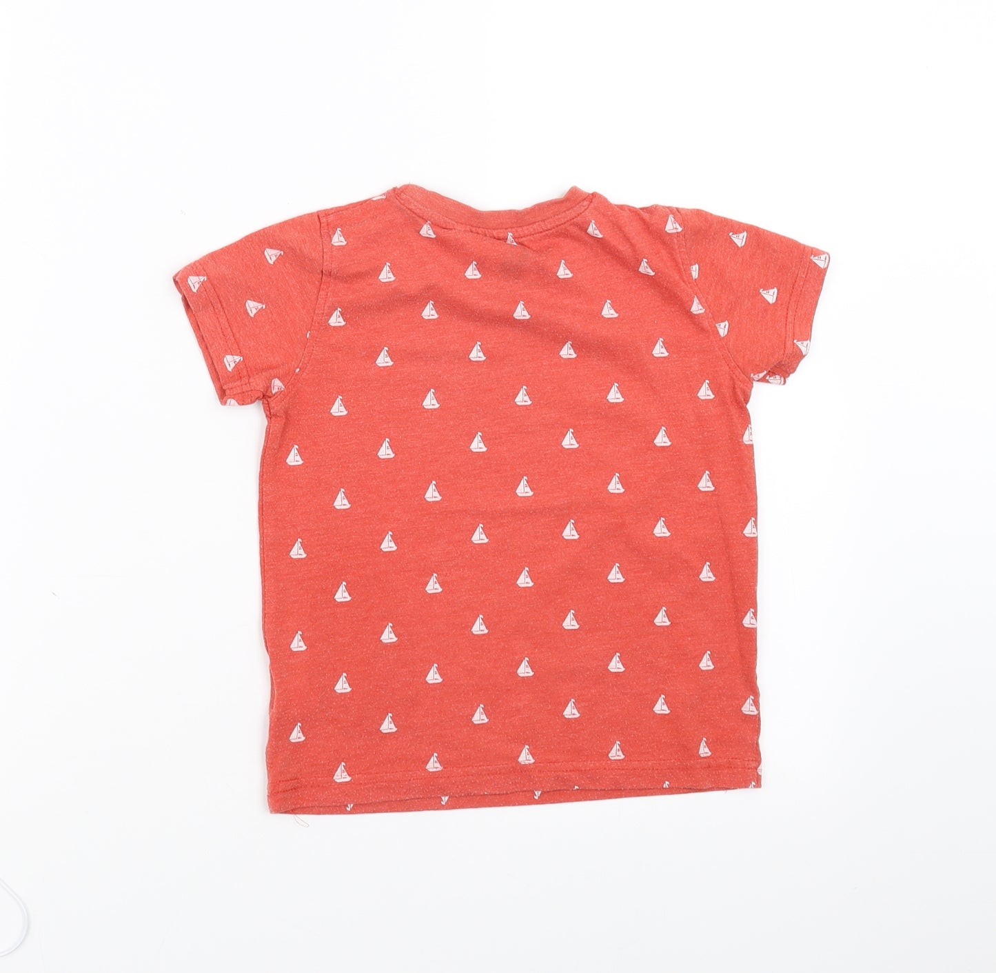 NEXT Boys Orange   Basic T-Shirt Size 3-4 Years  - boat pattern