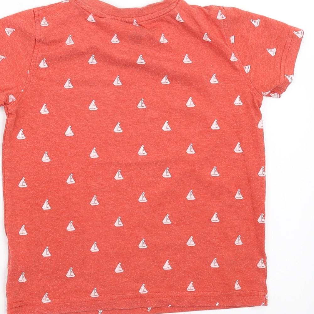 NEXT Boys Orange   Basic T-Shirt Size 3-4 Years  - boat pattern
