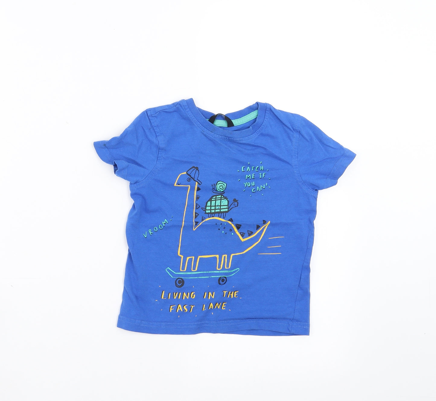 George Boys Blue   Basic T-Shirt Size 2-3 Years  - dinosaur