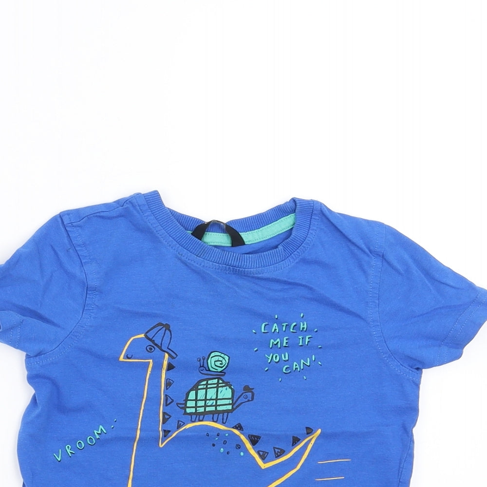 George Boys Blue   Basic T-Shirt Size 2-3 Years  - dinosaur