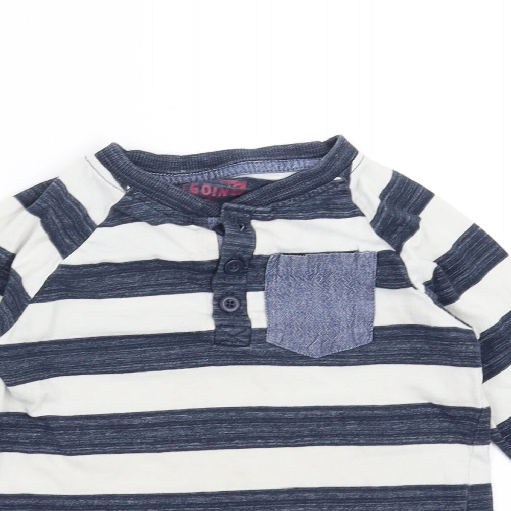 F&F Boys Blue Striped  Basic T-Shirt Size 3-4 Years