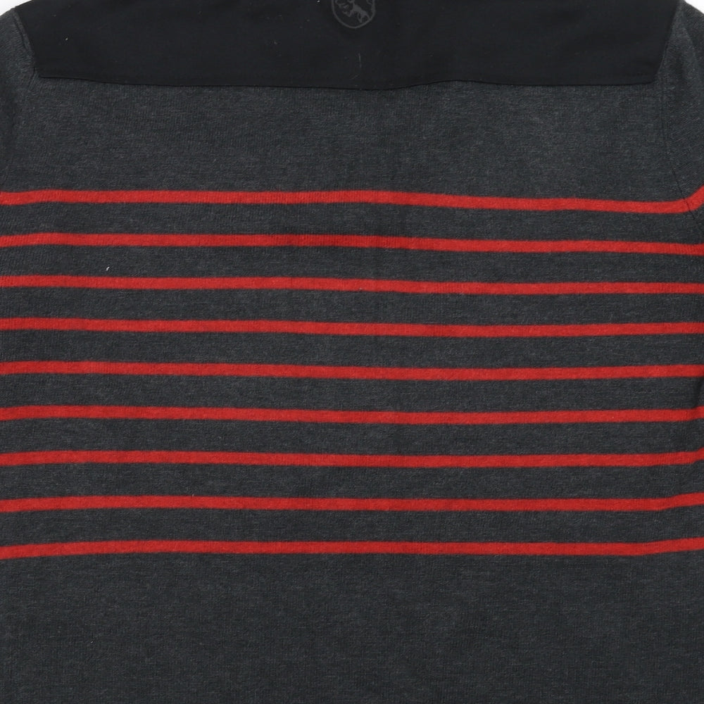 Buffalo Mens Grey Striped  Pullover Jumper Size L