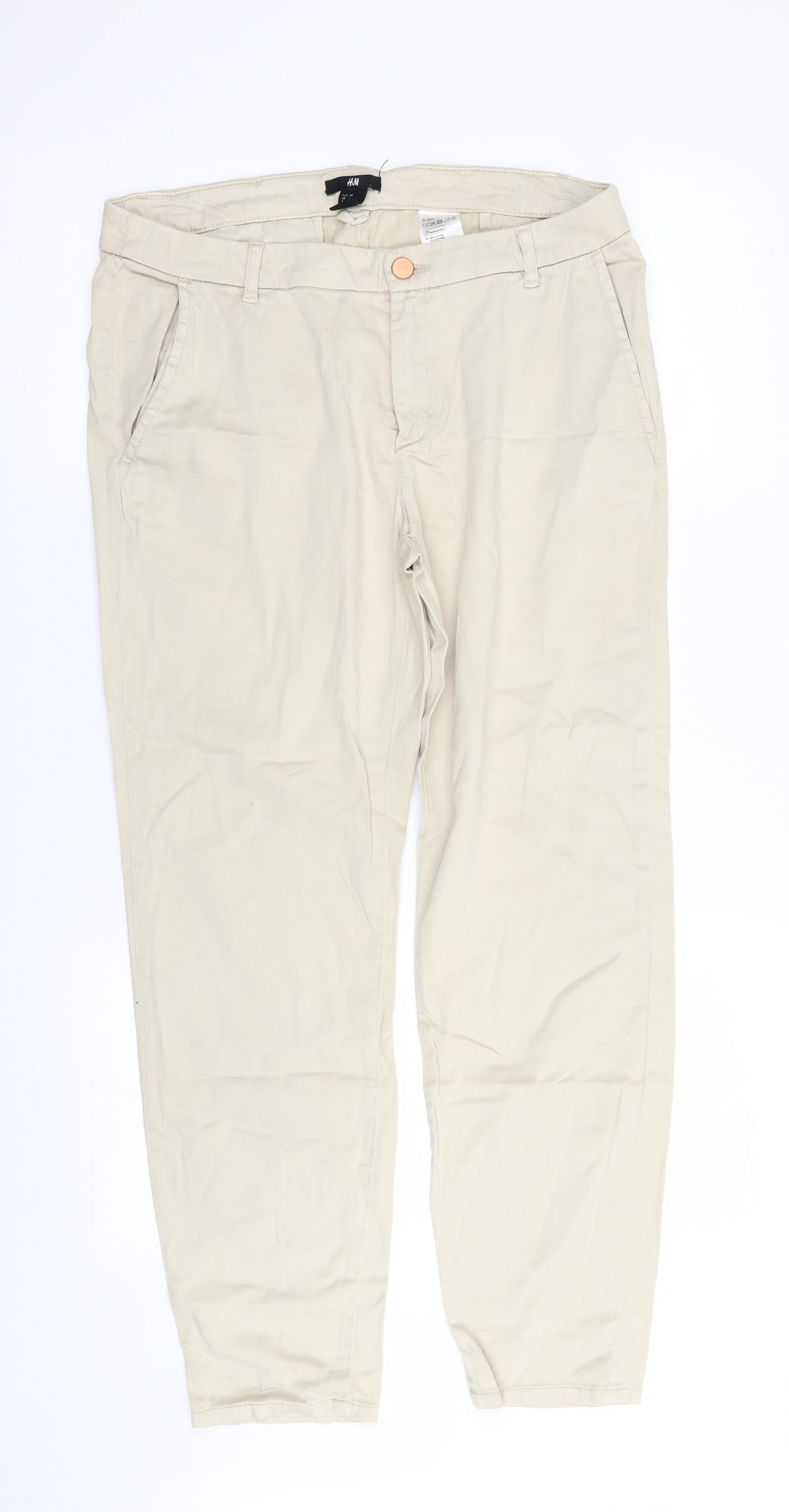 H&M Womens Beige   Trousers  Size 10 L27 in