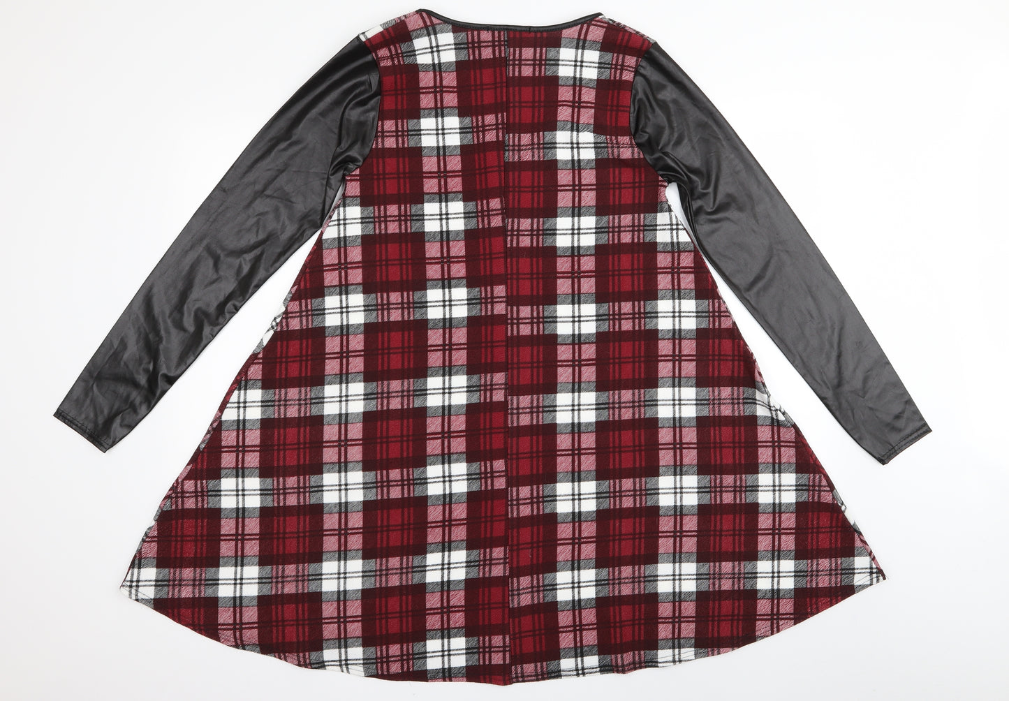 QED London Womens Red Check  T-Shirt Dress  Size M