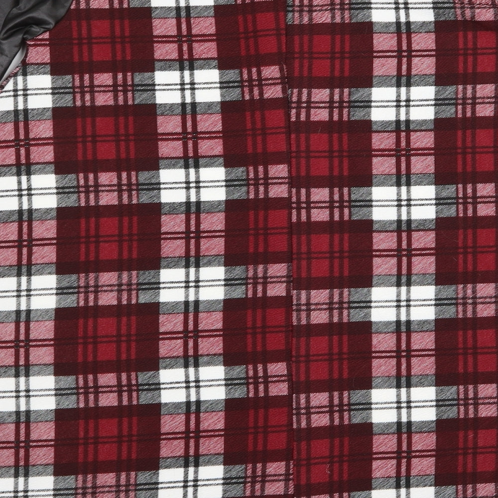 QED London Womens Red Check  T-Shirt Dress  Size M