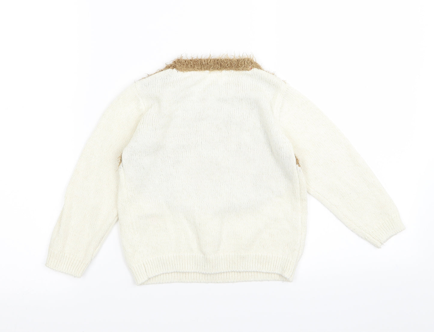 F&F Girls White   Pullover Jumper Size 3-4 Years  - chrismas jumper