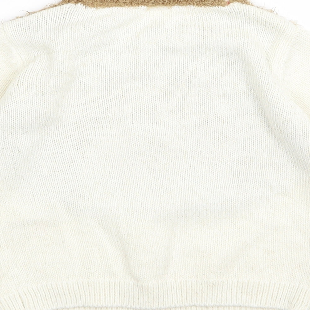 F&F Girls White   Pullover Jumper Size 3-4 Years  - chrismas jumper