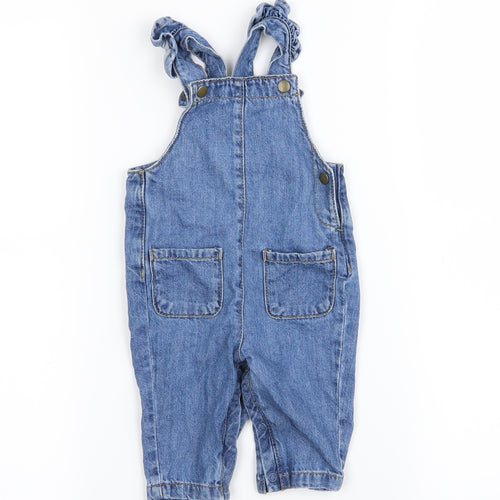 M&S Girls Blue   Dungaree One-Piece Size 0-3 Months