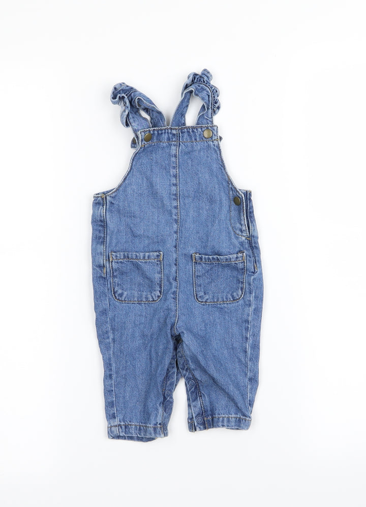 M&S Girls Blue Dungaree One-Piece Size 0-3 Months