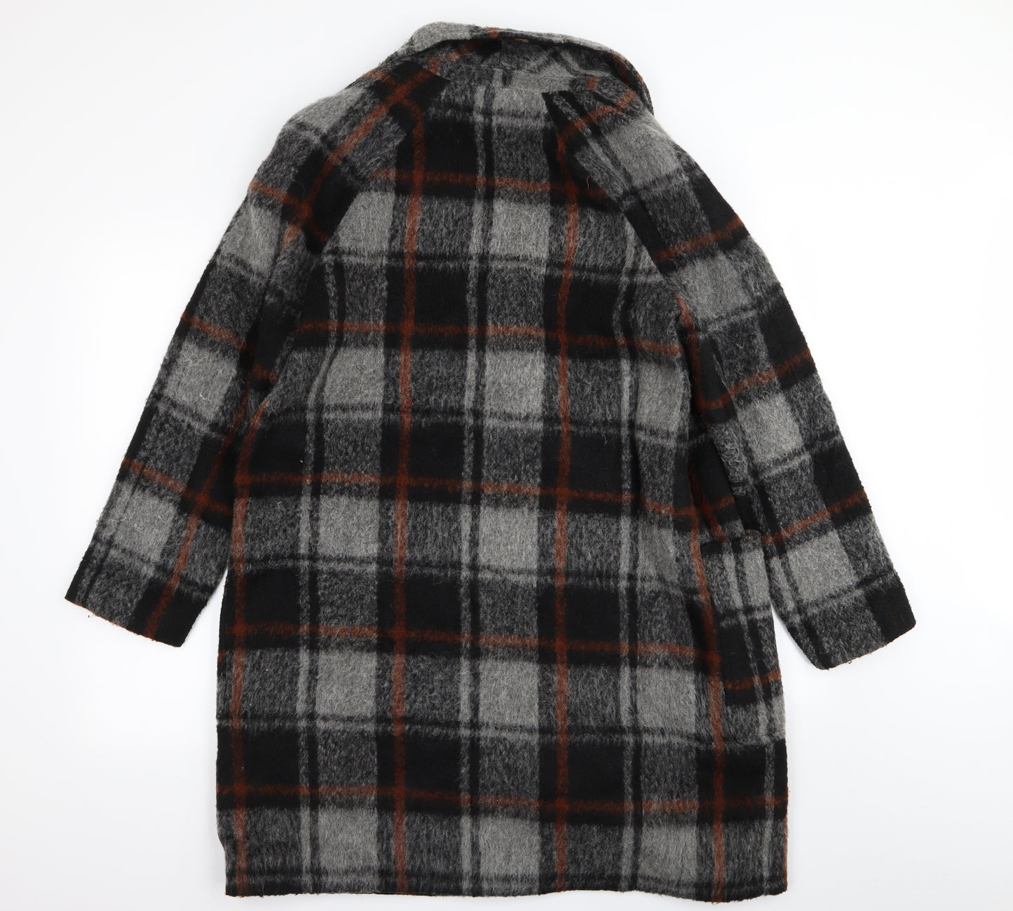 M&S Womens Multicoloured Check  Overcoat Coat Size 16