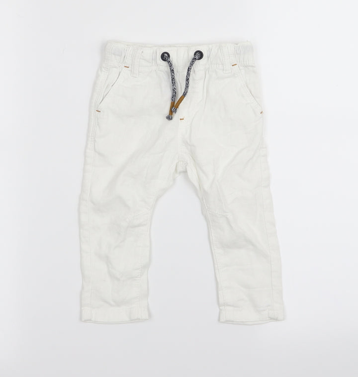 NEXT Boys White Cargo Trousers Size 6-9 Months