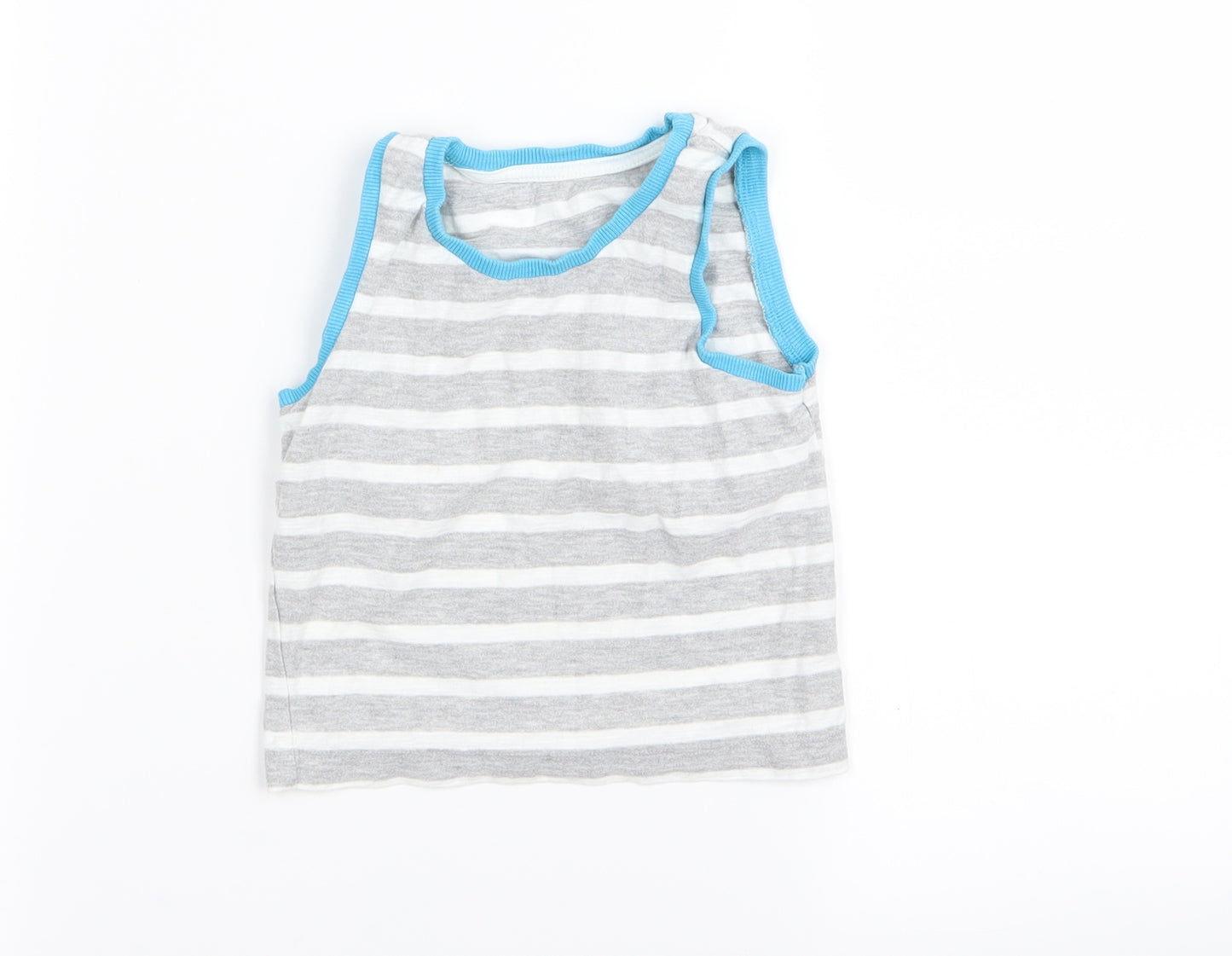 Matalan Boys Grey Striped  Basic Tank Size 18-24 Months