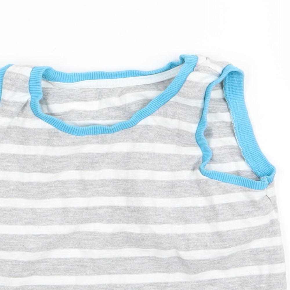 Matalan Boys Grey Striped  Basic Tank Size 18-24 Months