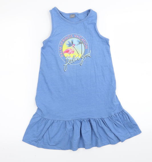 Front view of Next girls’ blue fit & flare, size 8, years