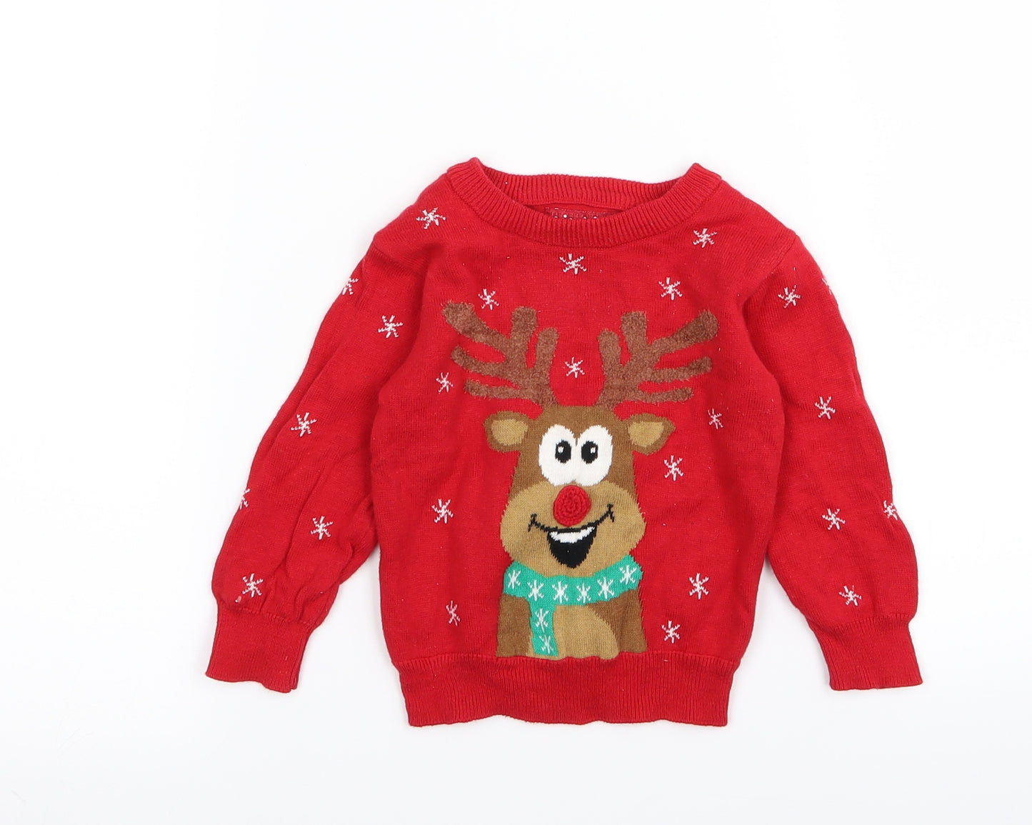 Primark Baby Red   Pullover Jumper Size 9-12 Months  - chrismas jumper