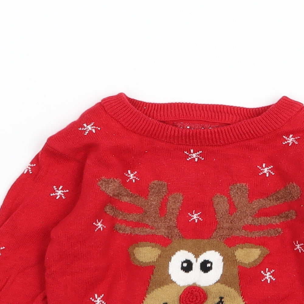 Primark Baby Red   Pullover Jumper Size 9-12 Months  - chrismas jumper