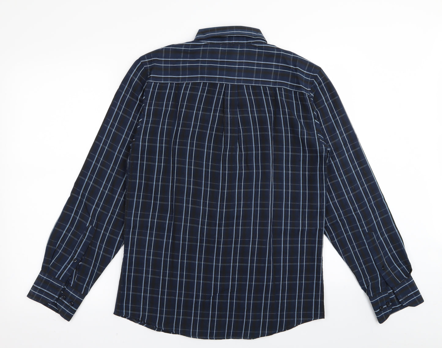 Asda George Mens Blue Check Rayon  Button-Up Size S