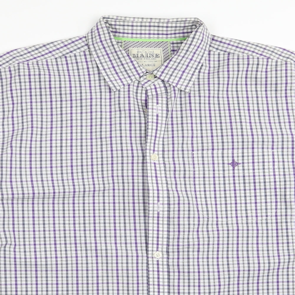 Maine Mens Multicoloured Check   Button-Up Size L