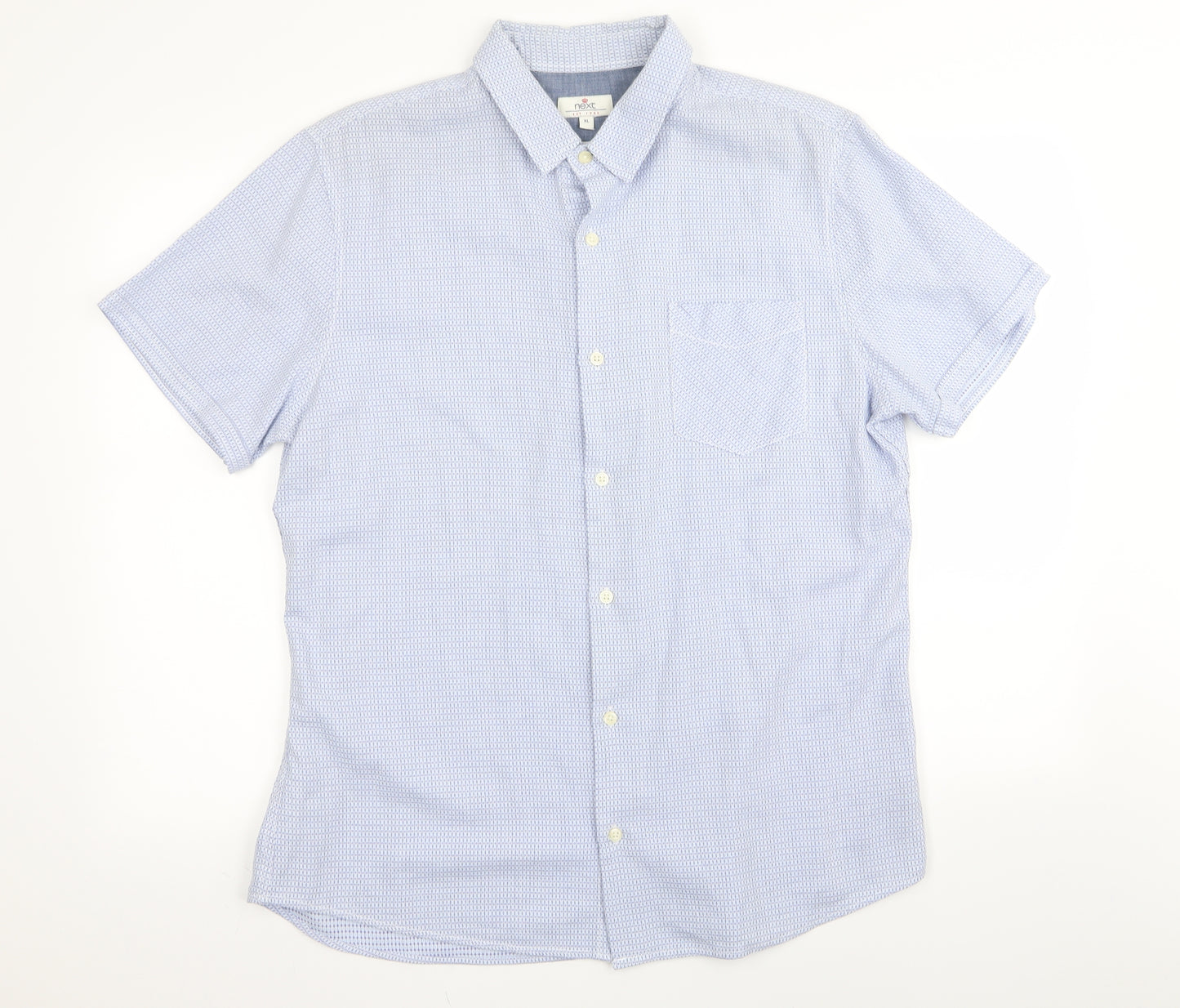 NEXT Mens Blue Houndstooth   Button-Up Size XL