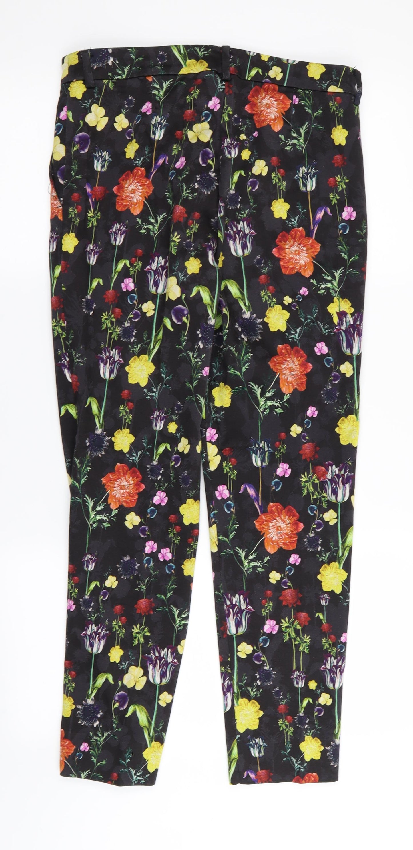 H&M Womens Black Floral  Trousers  Size 10 L27 in