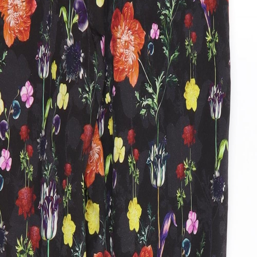 H&M Womens Black Floral  Trousers  Size 10 L27 in