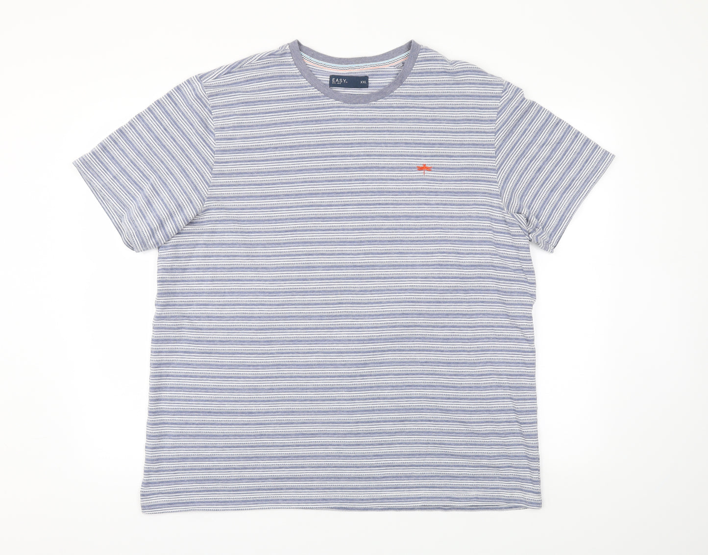 Easy Mens Blue Striped   T-Shirt Size 2XL