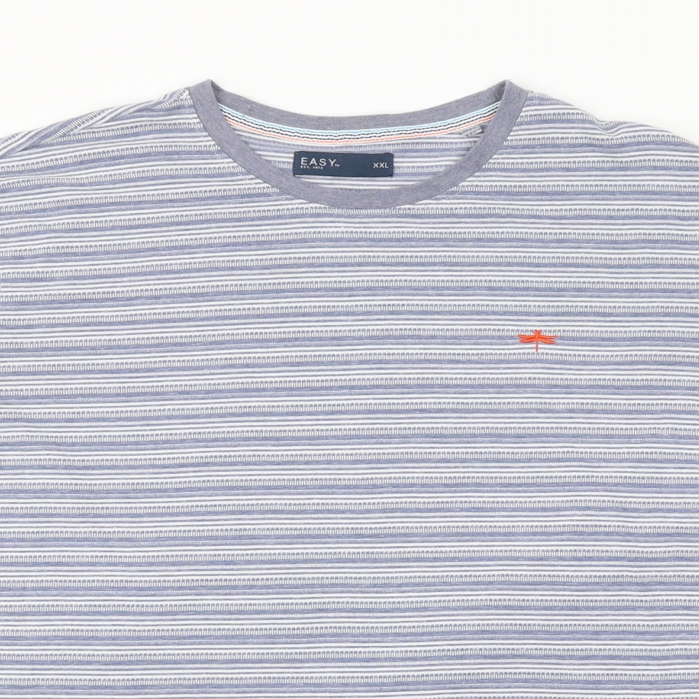 Easy Mens Blue Striped   T-Shirt Size 2XL