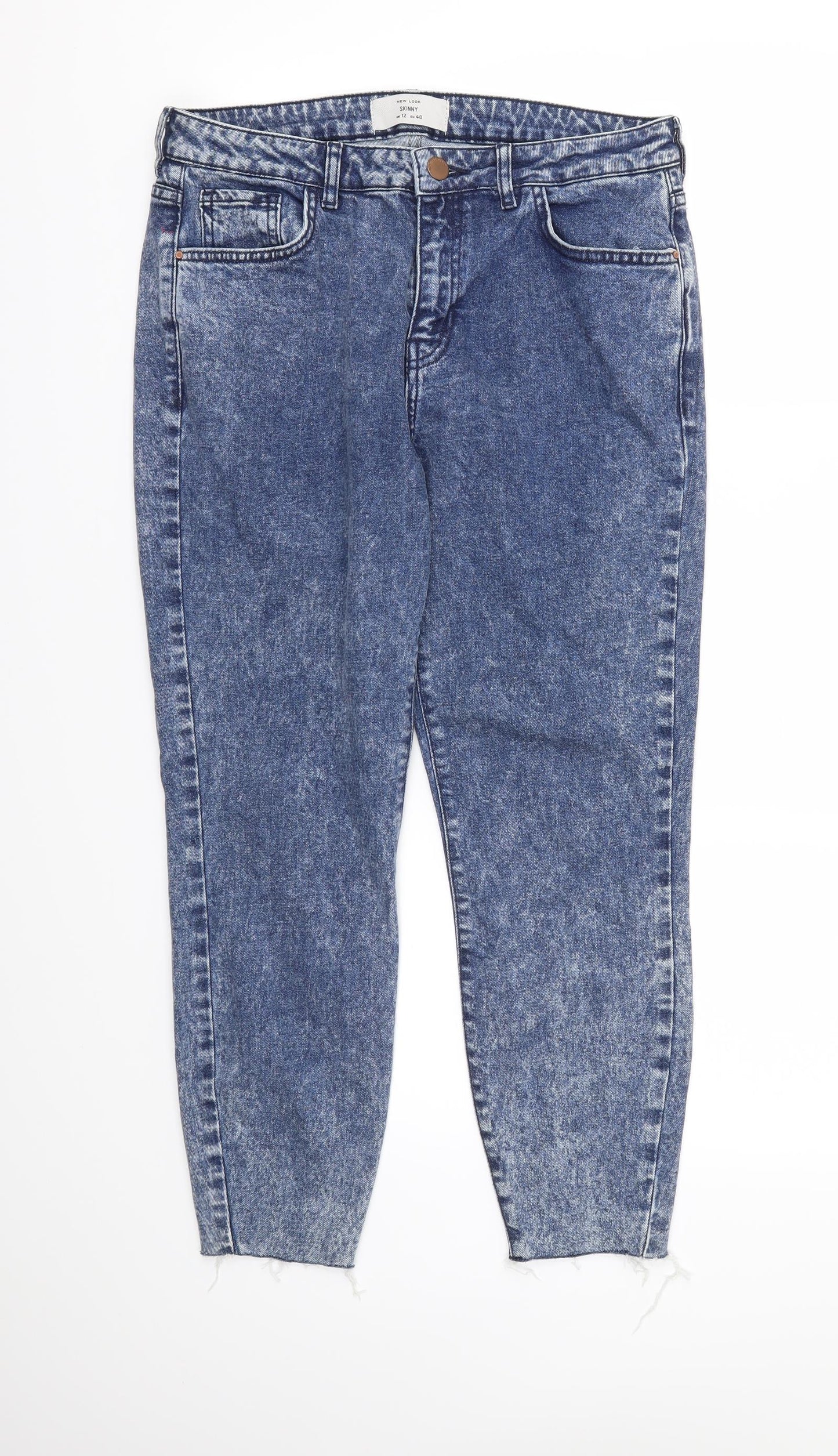 New Look  Womens Blue Houndstooth  Skinny Jeans Size 12 L25 in