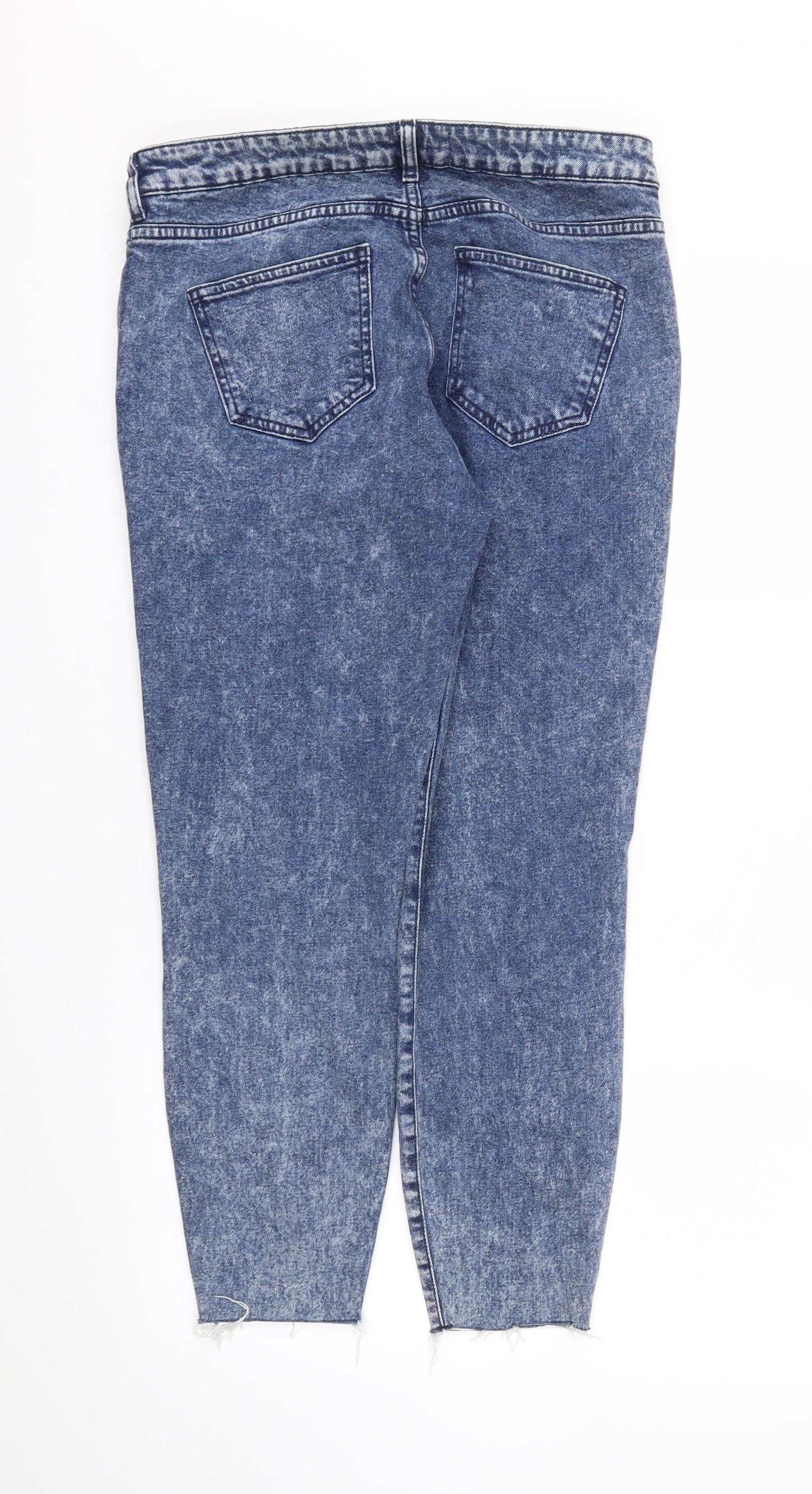 New Look  Womens Blue Houndstooth  Skinny Jeans Size 12 L25 in