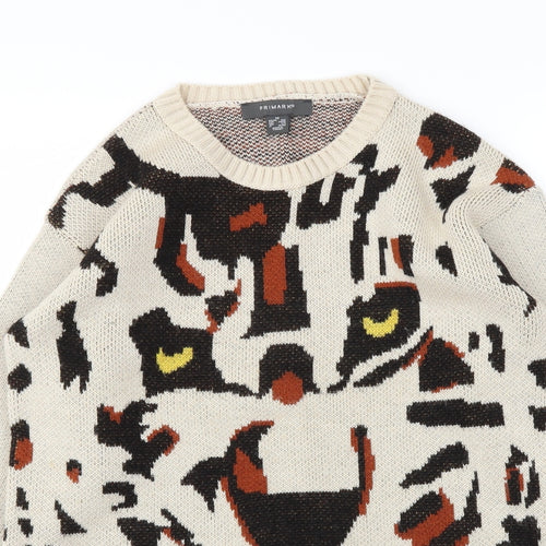 Primark Womens Beige Animal Print  Pullover Jumper Size XS