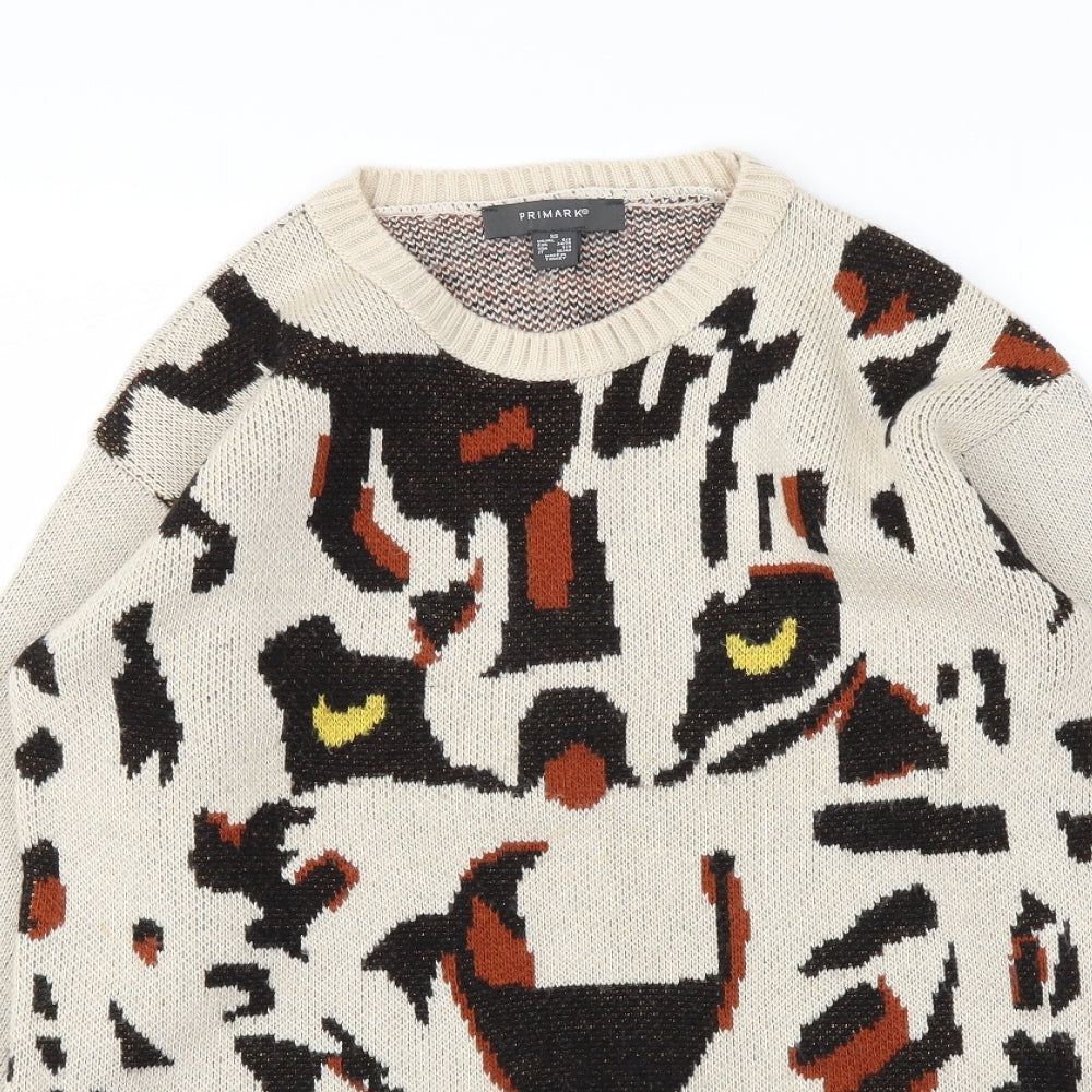 Primark Womens Beige Animal Print  Pullover Jumper Size XS