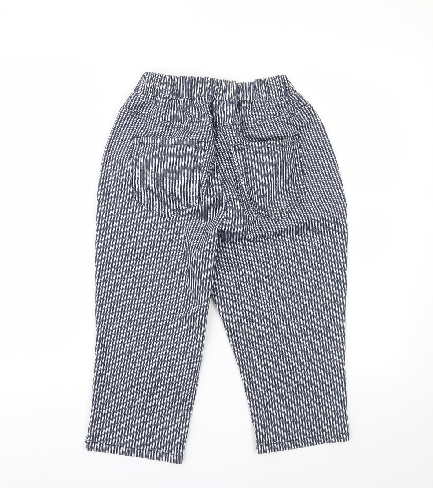 Preworn Womens Blue Striped  Capri Trousers Size 30 in L20 in - Stretch waistband