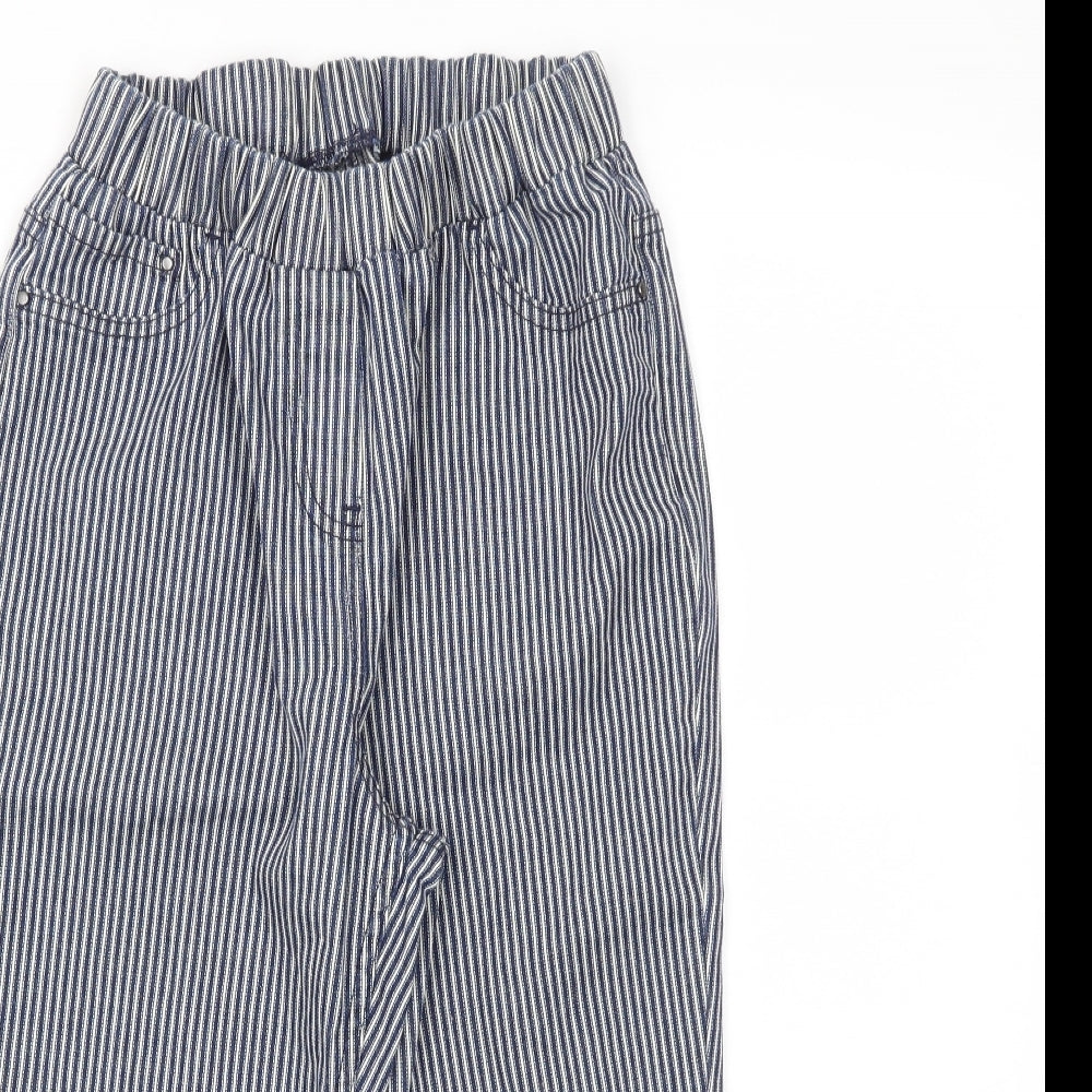 Preworn Womens Blue Striped  Capri Trousers Size 30 in L20 in - Stretch waistband