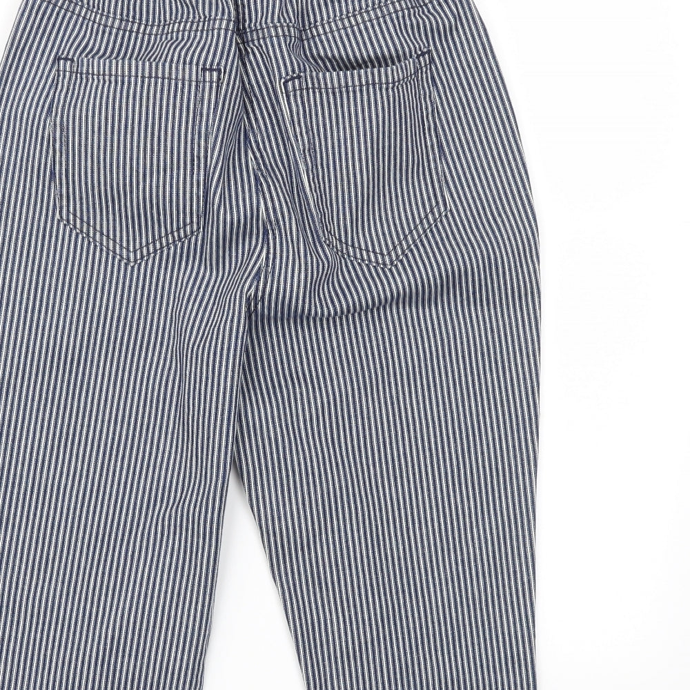 Preworn Womens Blue Striped  Capri Trousers Size 30 in L20 in - Stretch waistband