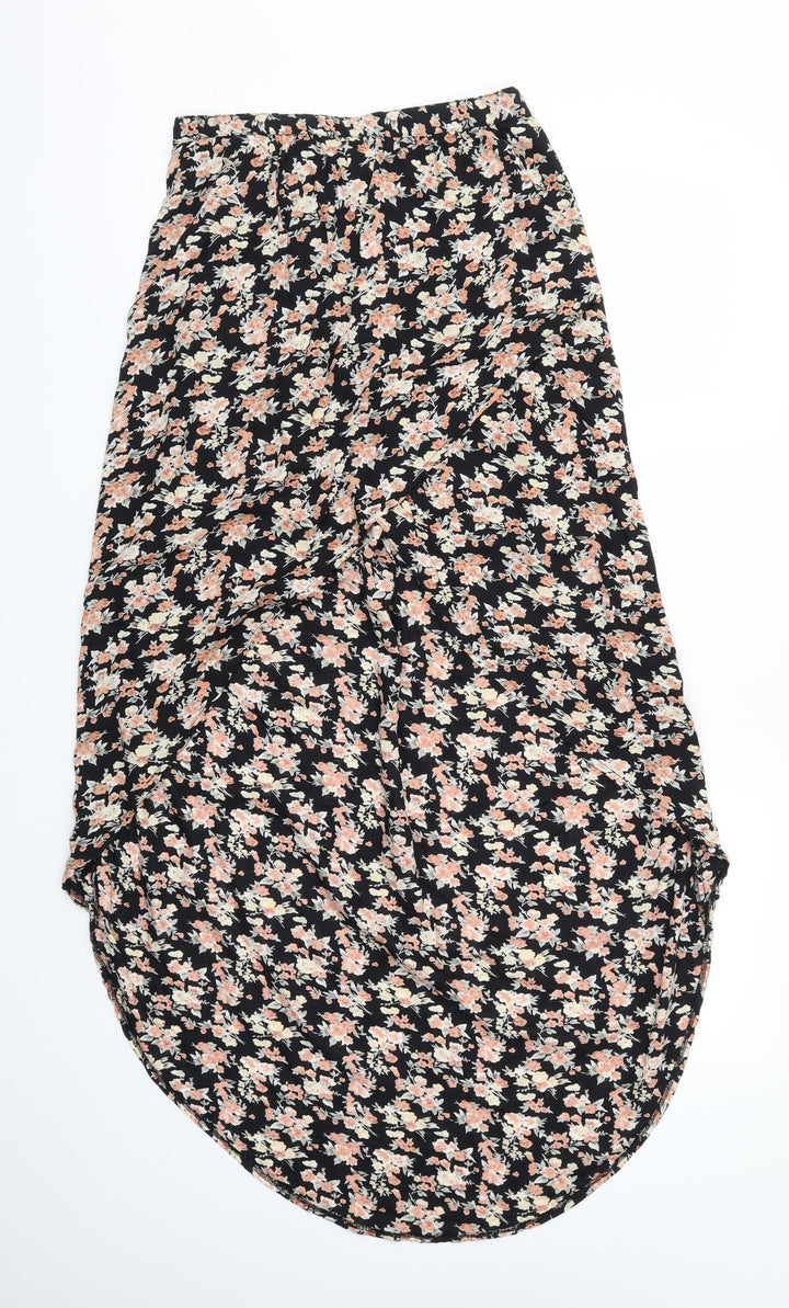 River Island Womens Black Floral  Flare Skirt   - Stretch waistband