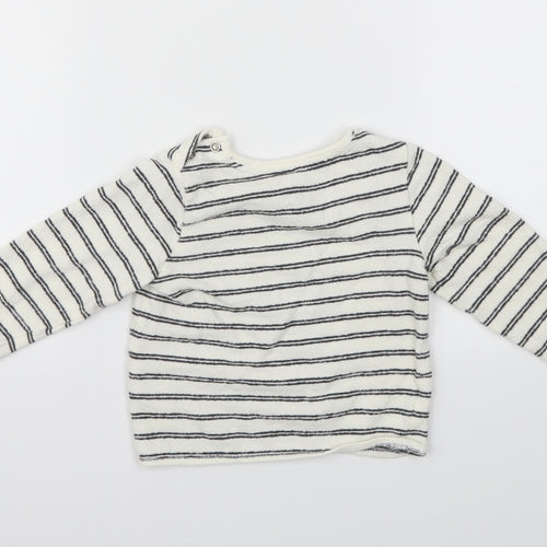 F&F Boys White Striped  Basic T-Shirt Size 6-9 Months