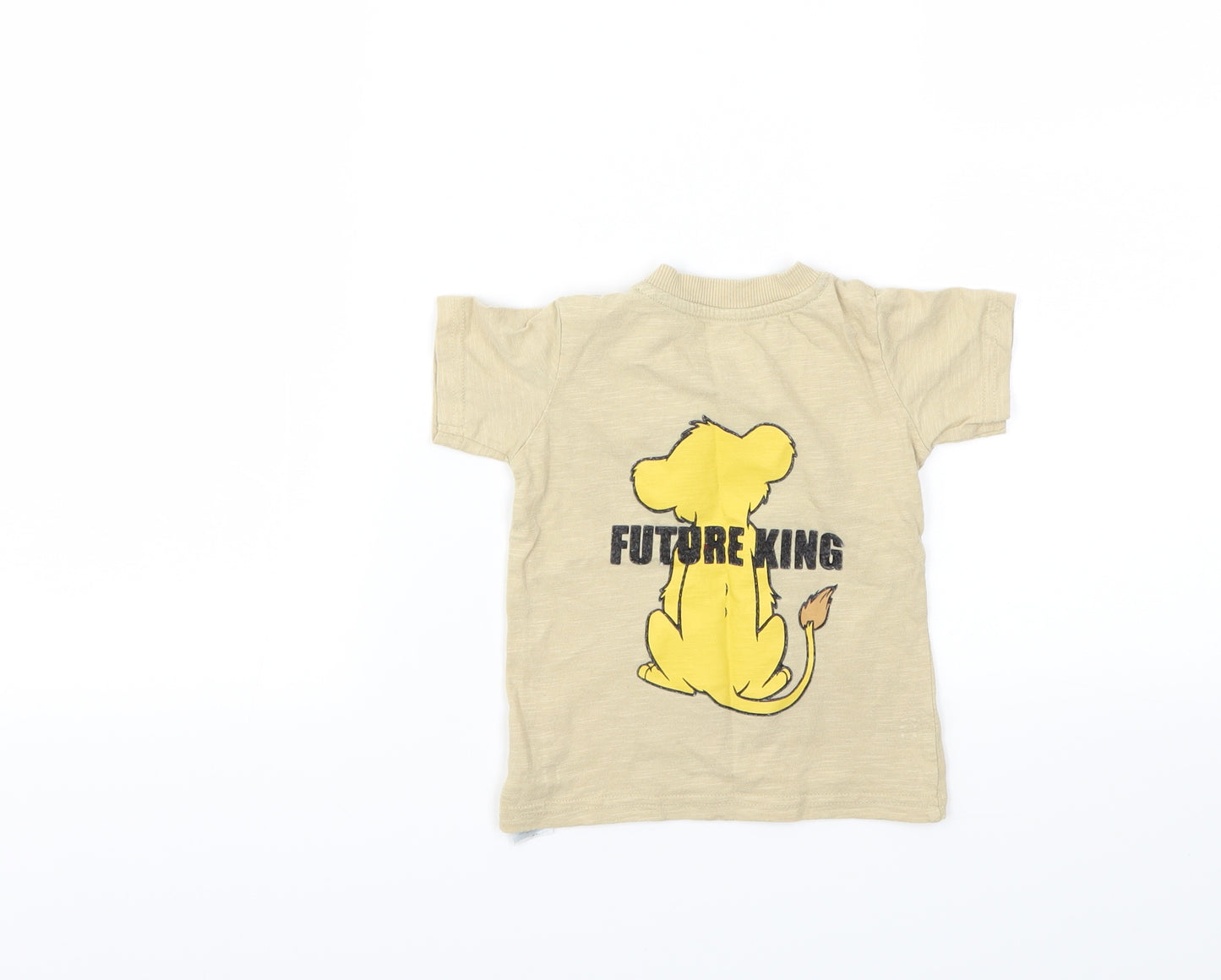 Primark Boys Beige Animal Print  Basic T-Shirt Size 6-9 Months