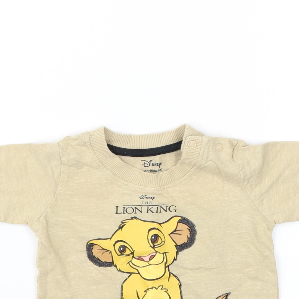 Primark Boys Beige Animal Print  Basic T-Shirt Size 6-9 Months
